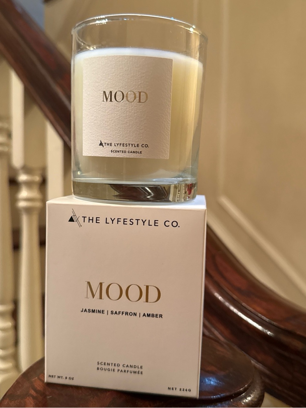 THE LYFESTYLE CO MOOD Luxury Perfume Scented ORGANIC CANDLE 8 oz NIB